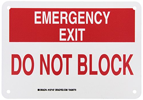 Brady 127147 Fire Safety Sign, Legend "Emergency Exit Do Not