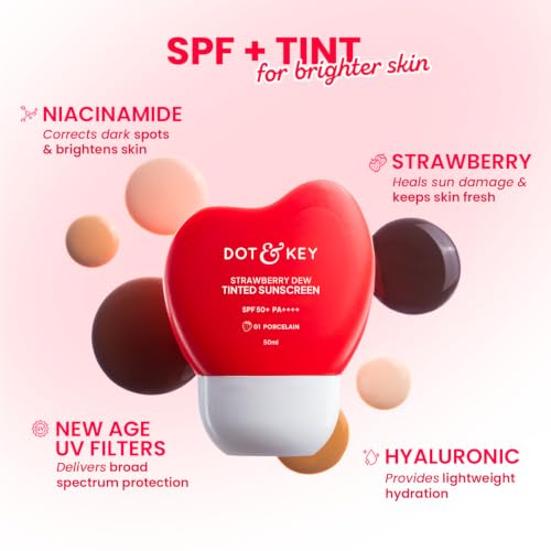 Image of Dot & Key Strawberry Dew Tinted Sunscreen In-Vivo Tested SPF 50+ PA++++ With New-Age UV Filters - 08A Mocha