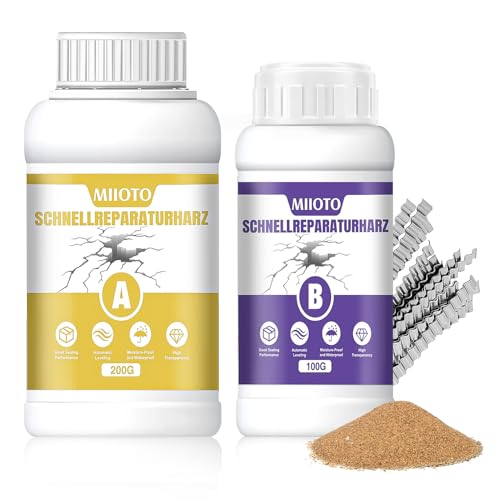 Miioto Kit Reparación Soleras, Reparación Grietas Hormigón, Mortero Resina Epoxi, Solera Resina Fundida, para Resina Colada, Renovación, Antigrieta, 300g (Versión Mejorada)