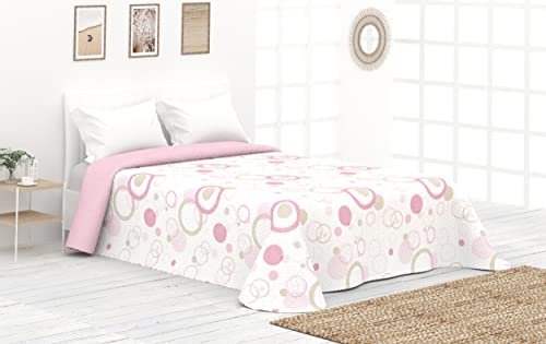 Victorio & Lucchino Colcha Fina de Verano y Primavera Sin Cojines. Ligera Colcha cubrecama de Microfibra. (Cama 135 cm, Círculos - Rosa)