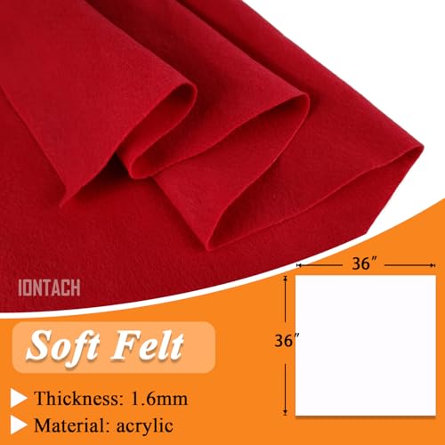 Image of IONTACH 36 inch X 36 inch Red Soft Felt Fabric 1.6mm Thick