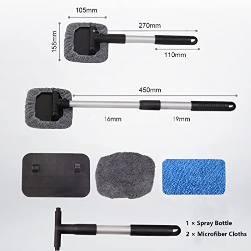Ashone Auto Windshield Brush Tool Car Window Cleaner Windshield Cleaning Tool With Detachable Handle Pivoting Head Microfiber Cloths And Spray Bottle For Auto Windshield #TOP1