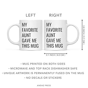 Andaz Press Funny 11oz. Coffee Mug Gift, My Favorite Aunt Gave Me This Mug, 1-Pack, Novelty Birthday Christmas Cup Gifts Ideas for Niece Nephew Andaz Press Funny 11oz Coffee Mug Gift My Favorite Aunt Gave Me This Mug 1 Pack Novelty Birthday Christmas Cup Gifts Ideas for Niece Nephew