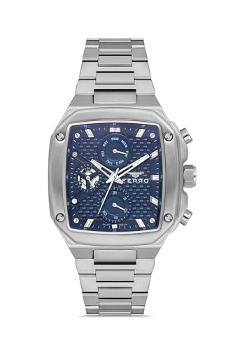Image of Ferro Eterna Quartz Blue Rectangle Dial Men's Watch - FM11485A-A3