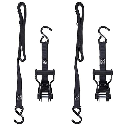 Keeper 85454 1,500 lbs. Break Strength Extreme Webbing Combat Ratchet Tie-Down with Double J Hooks, 2 Pack, Black – 500 lbs. Working Load Limit