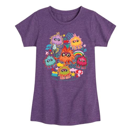 HYBRID APPAREL Smurfs - Poot Collage - Toddler and Youth Girls Fitted Short Sleeve Graphic T-Shirt