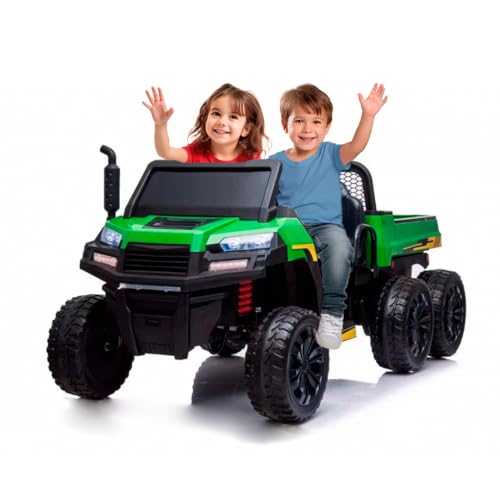 ATAA Volcano XL 4x4 - batería 12v Coche eléctrico para 2 niños, con remorque, Luces, Ruedas EVA, Asiento de Piel, música y con Mando para Padres