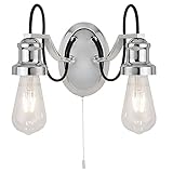 Oberfläche: Chrom Searchlight Olivia Double Industrie Twin Wandleuchte Chrom 1062–2 CC (Lampen Nicht Inc)