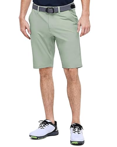 Outdoor Ventures Men's Golf Shorts Dry Fit, 11" Lightweight Quick Dry Golf Stretch Bermuda Shorts Performance Casual Shorts with Pockets for Golf Travelling and Wroking Ice Green 36