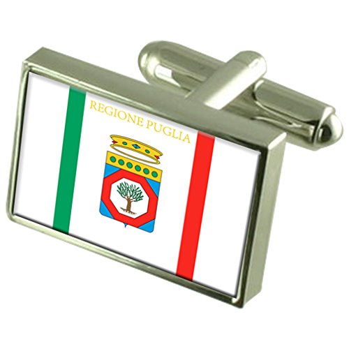Preisvergleich Produktbild Select Gifts Region Apulien Italien Flagge Manschettenknöpfe graviert Box