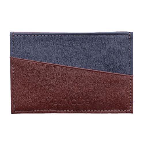 Carteira Masculina Feminina Porta Cartões Slim (Havana/Marinho)