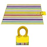 Tressify Large Beach Blanket, Rainbow Stripe, Waterproof PVC Bottom, Foldable Outdoor Mat with Carry Handle, Thickened Portable Ground Sheet for Camping, Travel, Lawn