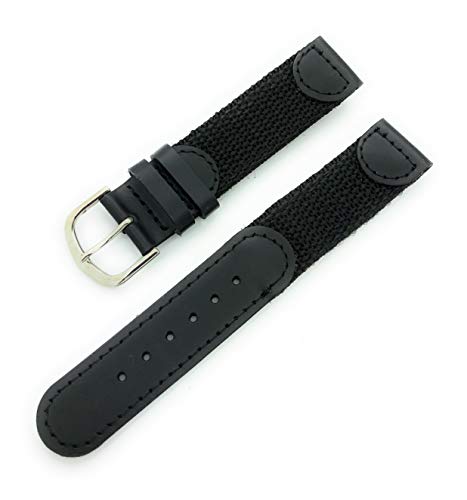 18mm Canvas Nylon Leather Watch Band (black)
