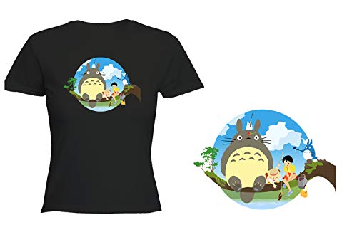 MERCHANDMANIA Camiseta Negra Mujer Totoro Sentado EN ARBOL Tshirt