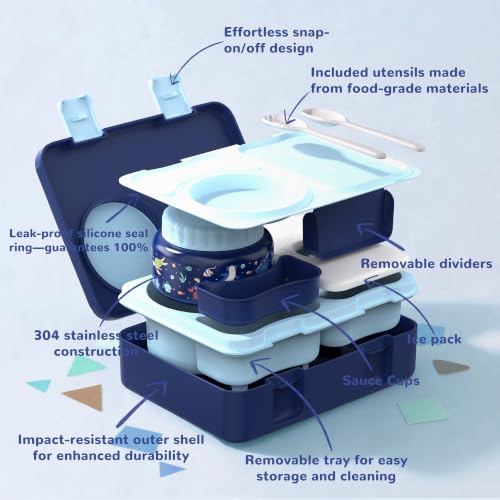 Image of Bento Box for Kids, Leakproof Kids Lunch Box with 8.5OZ Thermo Food Jar & Lunch Bag, 3-4 Compartments Toddler Insulated Lunch Box for Girls, BPA Free Lunch Containers for School Daycare