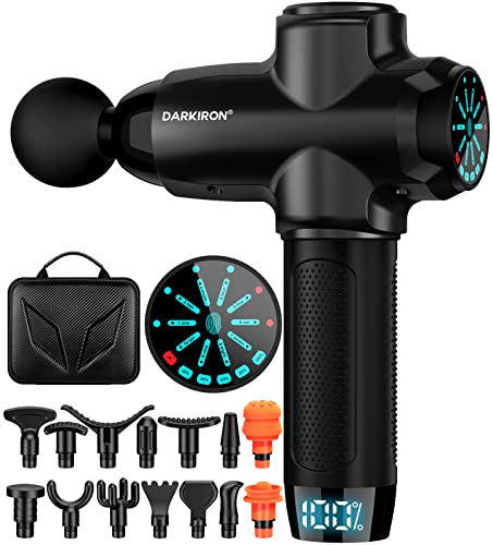 DARKIRON Massage Gun, 10 Speeds Massage Gun Deep Tissue, Percussion Muscle Electric Massage Gun for Athletes - with 15 Massage Heads, Black