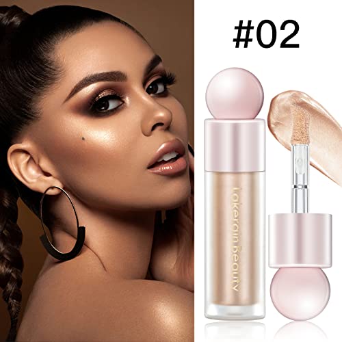 Befivecok Liquid Highlighter Makeup, Natural Silky Shimmer Finish Liquid Face Highlighter, Highly Pigmented, Long Lasting, Lightweight, Blendable, Soft Cream Highlighter For Face, 0.25Fl.oz (#02 Champagne Shimmer) #TOP2