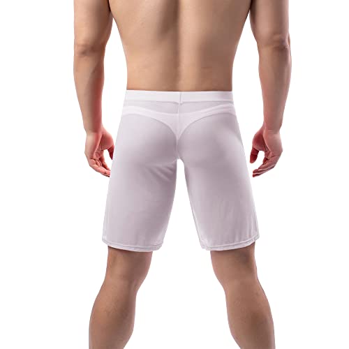 Men's See-Through Boxer Shorts Transparent Underwear Mesh Pajama Shorts Loose Nightwear Shorts3