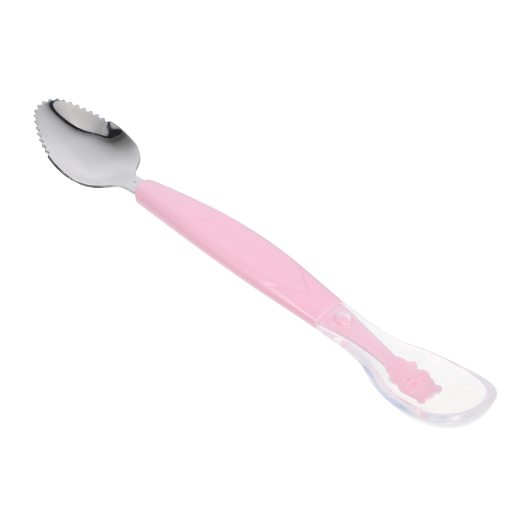 ERINGOGO Infant Feeder Spoon Set Baby Scrape and Feed Spoon Sturdy Silicone Non-slip Handle for Baby Tableware