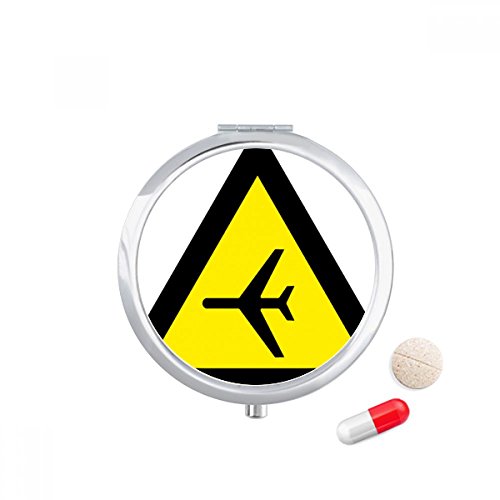 DIYthinker Warning Symbol Yellow Black Plane Triangle Travel Pocket Pill case Medicine Drug Storage Box Dispenser Mirror Gift