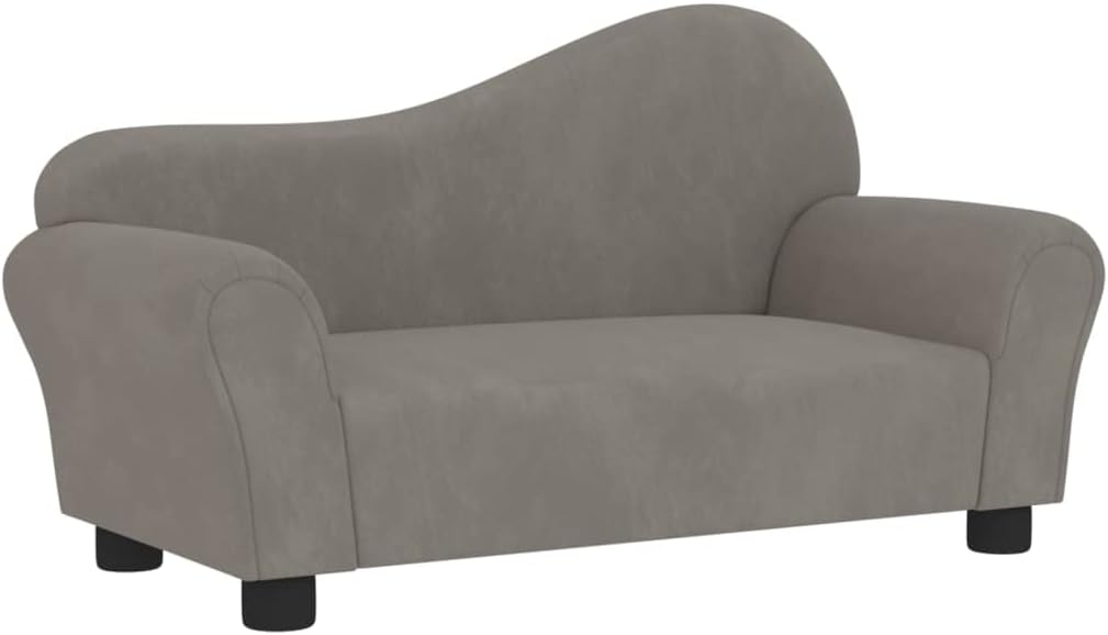 vidaXL Sofá para Niños Infantil Asiento Bebé Dormitorio Mueble Adorno Habitación Tumbona Sala Estar Salón Casa Hogar Terciopelo Gris Claro