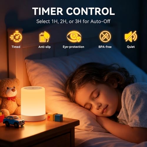 Auxmir Nachttischlampe Touch Dimmbar 3000mAh, Nachtlicht mit Timer, Weiß – Ansicht 2