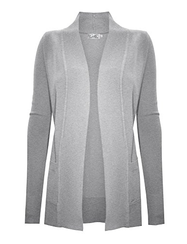 Image of Cielo Women's Solid Basic Open Front Pockets Knit Sweater Cardigan