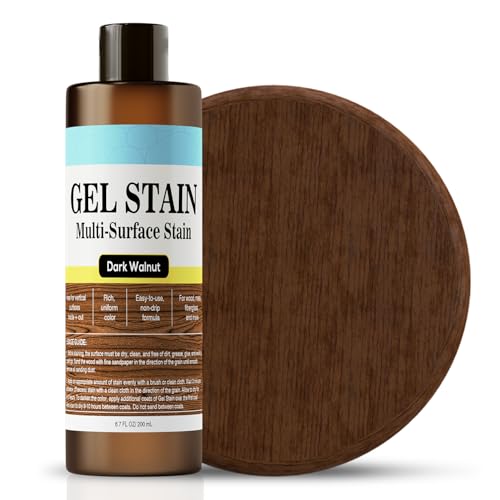 Wood Stain - Stain for Wood - Natural Stain for Furniture - Water Based | Gel Low Odor - Outdoor & Indoor Paint for Paneling Cabinets and More - 6.7oz (Dark Walnut)
