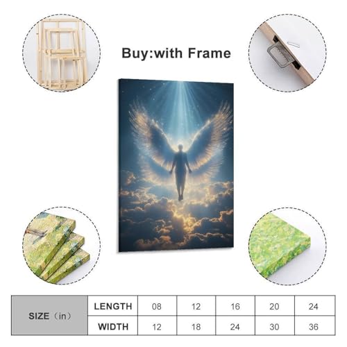 ZlXXYZ Posters sur toile pour décoration murale moderne de bureau familial – Ange lumière religieux, 50 x 75 cm, style cadre – vue 2