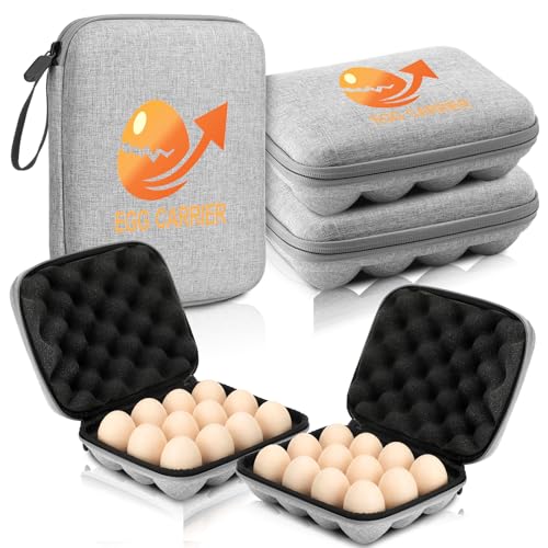 Geelin 2 Set 12 Slots Outdoor Egg Containers with Lid Deviled Egg Holder Camping Carrier with Handle Reusable Shockproof Eggs Cartons Storage Box Portable Holder Protection for Picnic Travel Party