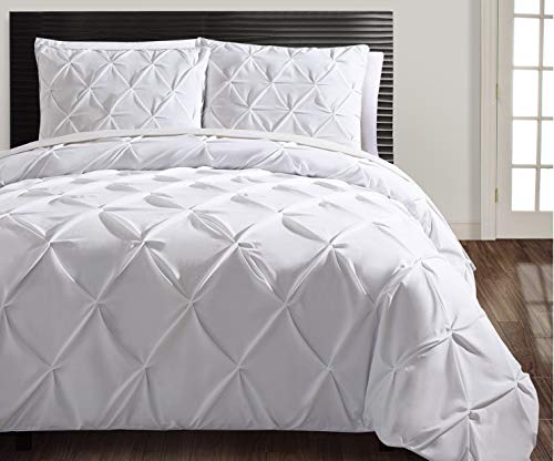 Vcny Home 3 Piece Duvet Cover Set, White, Queen #TOP3