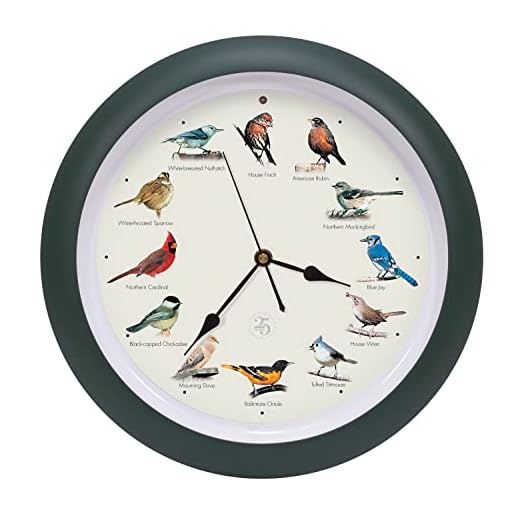 Mark Feldstein & Associates The Original Singing Bird Clock 25th Anniversary Edition, As Seen On TV (13 Inch, Matte Green)