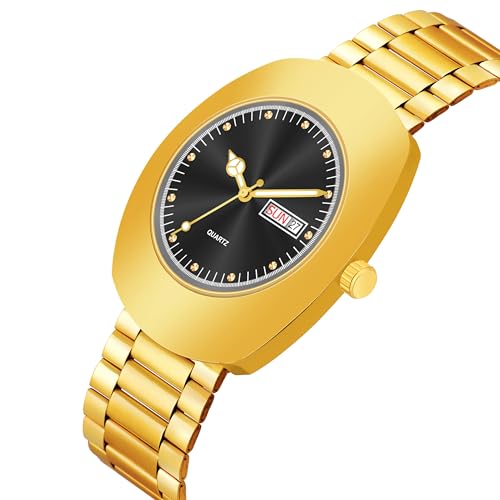 Image of Shocknshop Analog Round Day & Date Functioning Gold Stainless Steel Wrist Watch for Men Boys -WCH142