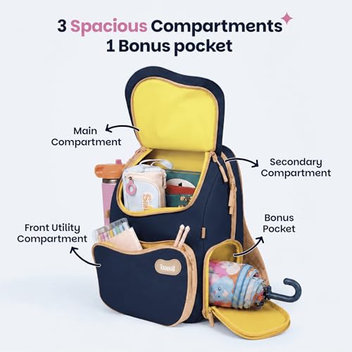 Image of Basil Kids School Combo | Wander 20L Lightweight Backpack with Chest Strap + Quad Plus 1020ml Stainless Steel Lunch Box | Midnight Sora