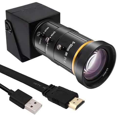 SVPRO 1080P USB Camera Manual Zoom Webcam with Telephoto 5-50mm Lens, Full HD Computer Camera Machine Vision Industrial Camera 100fps/60fps/30fps for Windoes,Mac,Linux,Android Cover
