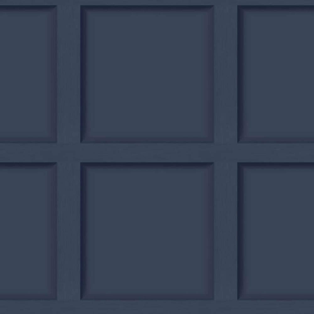 Yöl Navy Blue Wood Panel Effect Wallpaper Modern Contemporary