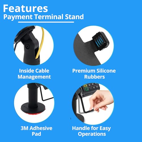 POS VALLEY- Ergonomischer Halter für Ingenico iCT 220/250 Zahlungsterminal - POS-Stand für EC-Terminal mit Griff, 180° Drehung, 45° Neigung, Befestigung mit Schrauben oder Klebepad