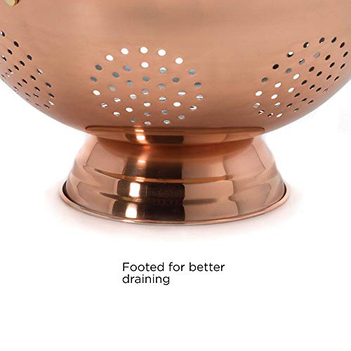 Ecolution Colander, Dishwasher Safe, Perforated Drainer Strainer Plated Exterior, For Pasta, Rice, Fruits, Vegetables And More, 12 Inch, Copper And Stainless Steel #TOP4