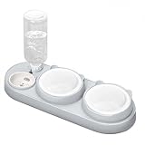 Marchul 3-in-1 Cat Bowl, Ceramic Food and Water Bowl Set, 15° Sloped Design, for Indoor Cats, Small Dogs, and Medium Dogs