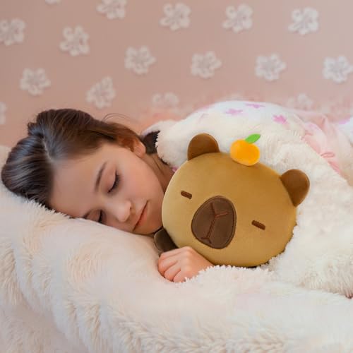 Image of Mewaii Orange Capybara Plush Kawaii Plush, Ultra-Soft Feel, 8 in | Orange Capybara Design, 8 in Soft Size, Cuddly Plush, Gentle Machine Washable, Desk Decor, For Kids, Teens & Capybara Lovers