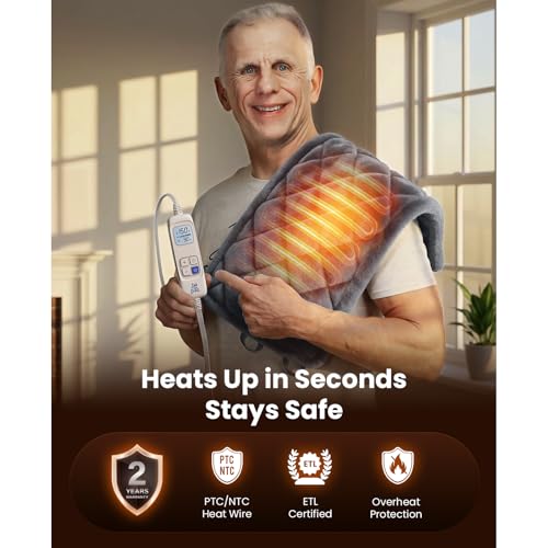 Image of BOB AND BRAD Far Infrared Weighted Heating Pad for Back, Neck & Shoulder Comfort, FSA-HSA Eligible 12 inchx24 inch Electric Heated Pad Wrap with Hands-Free Strap, Moist Heat & Auto Off, Gift for Mom Women Men