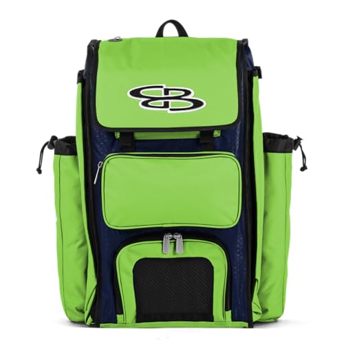 Boombah Catchers Superpack Bat Bag - BM-9024C23 Navy/Lime Green - Holds 4 Bats - Backpack Version (no Wheels)