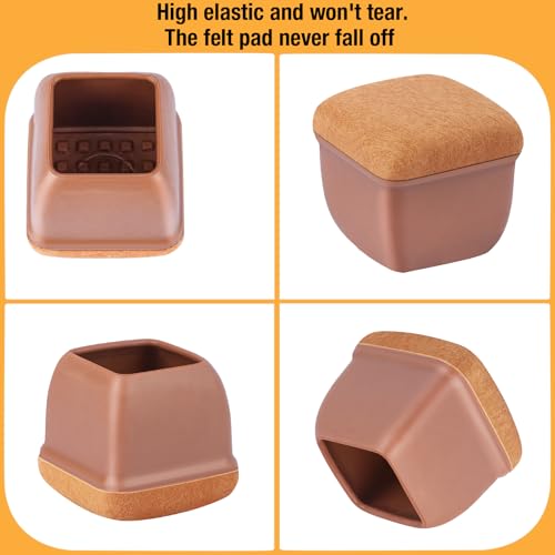 Image of 16-Pcs Square Silicone Chair Leg Floor Protectors, Thick & Durable | Protect Hardwood Floors from Scratches & Noise, Fit Dining Table & Bar Stool Legs (Fits 1-1 /10 inch to 1-3 /10 inch)