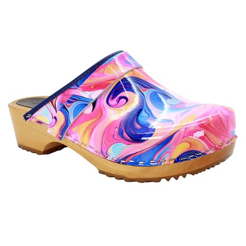 Image of Bjork Maja Wood Open Back Leather Clogs