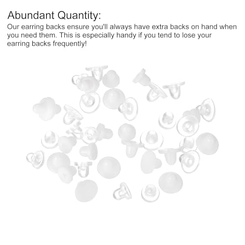 QUARKZMAN Ohrring-Pads, 40 Stück 2 Größen - Silikon Clip-On Ohrring-Rückseiten, Weiche Komfort-Ohrring-Kissen-Ersatzschmuck-Fundstücke (Transparent+Weiß)