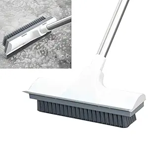 Runytek Stiff Bristle Floor Scrub Brush for Cleaning Bathroom, Tile, Bathtub Deck and Patio, with Adjustable Stainless Steel Handle 20