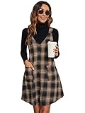Milumia Women's Casual Plaid V Neck Sleeveless Overall Pinafore Dress with Pocket Multicolor Small