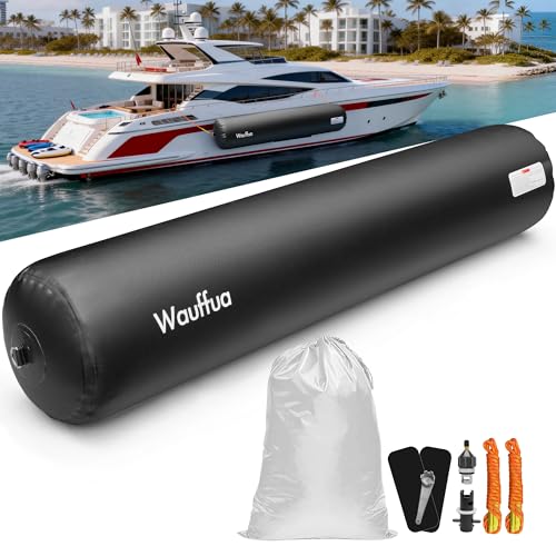 Wauffua Boat Fenders for Docking, Full Protection Boat Bumpers for Docking with 2 Ropes, Inflatable Boat Dock Bumpers Fenders, No Pump