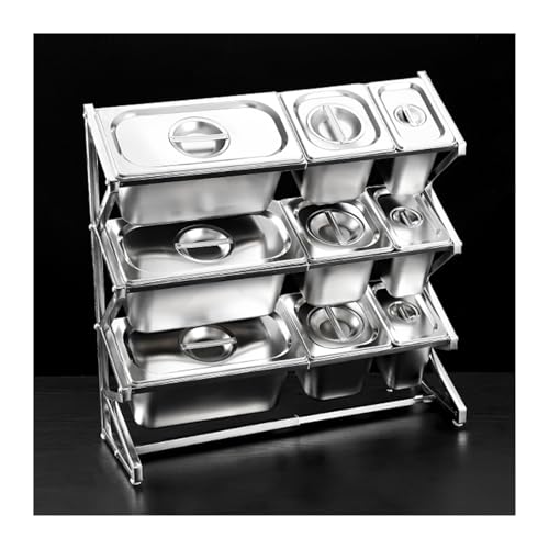 Estante organizador de especias expandible, estantes comerciales de acero inoxidable, soporte de encimera para condimentar frutas, ingredientes de cocina, buffets de cocina, contador de