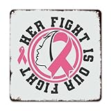 lmmixee targa in alluminio con scritta her fight is our fight (lingua italiana non garantita), decorazione da parete rustica per soggiorno, cucina, 38 x 38 cm